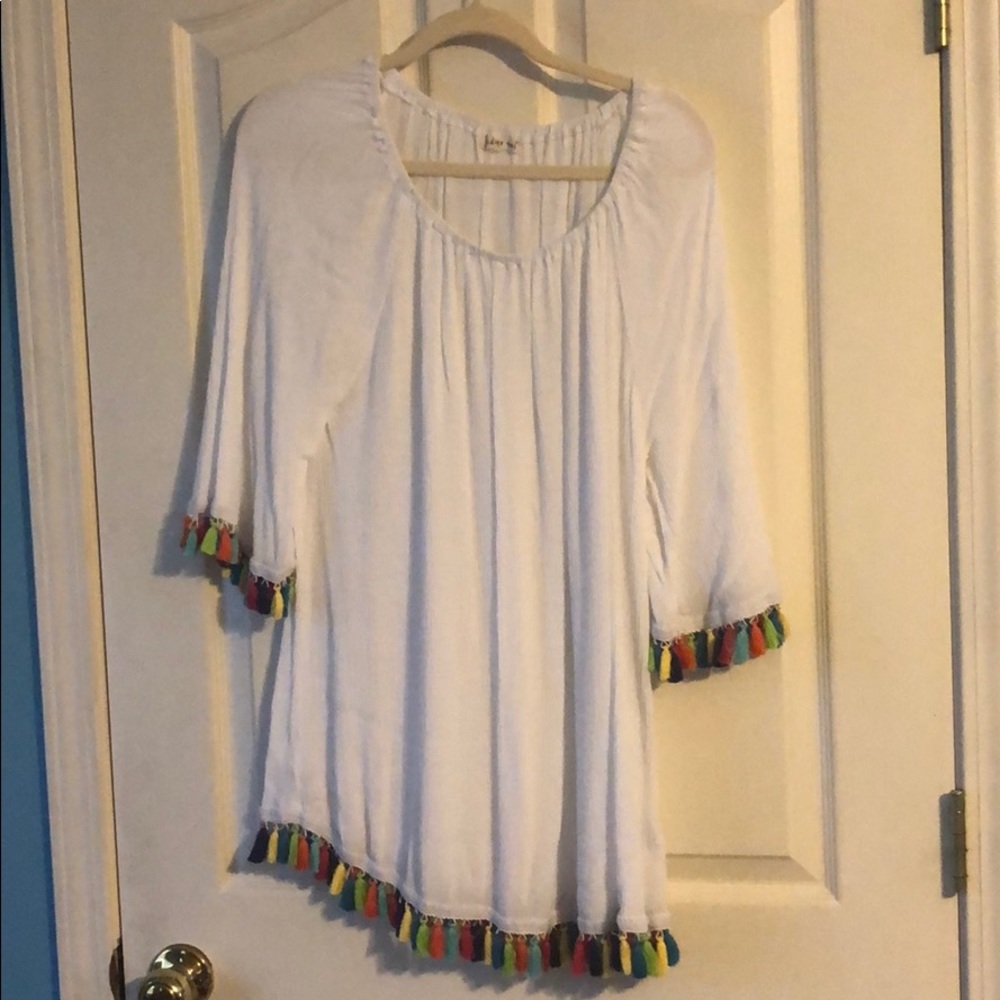 Colorful tasseled xl blouse